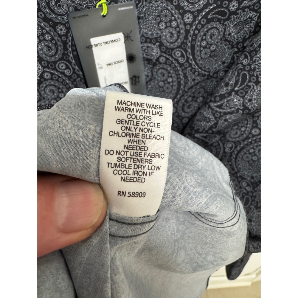 NEW Murano Performance Big Man Shirt 2XB Grey Black Paisley LS Button Down NWT - Picture 5 of 8